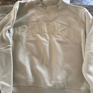 Parke Brand New Monochrome Varsity Mockneck Sweatshirt  (OAT) L/XL
